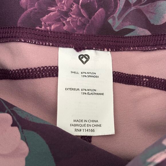 Colosseum Capri Leggings Womens Small Purple Allure Peonies Pockets Yoga Active - Picture 8 of 8